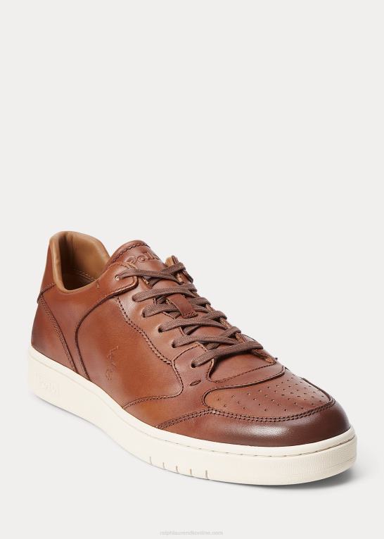 bleg rødbrun Mænd Ralph Lauren hof læder sneaker Z426B1994