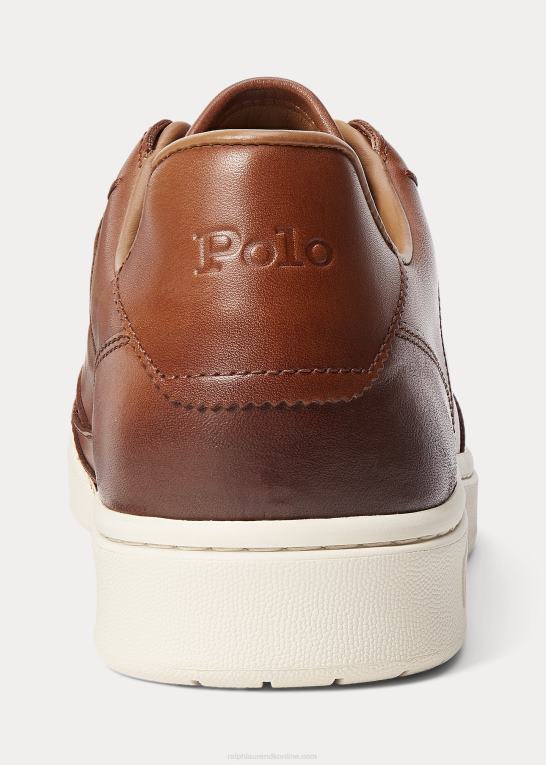 bleg rødbrun Mænd Ralph Lauren hof læder sneaker Z426B1994