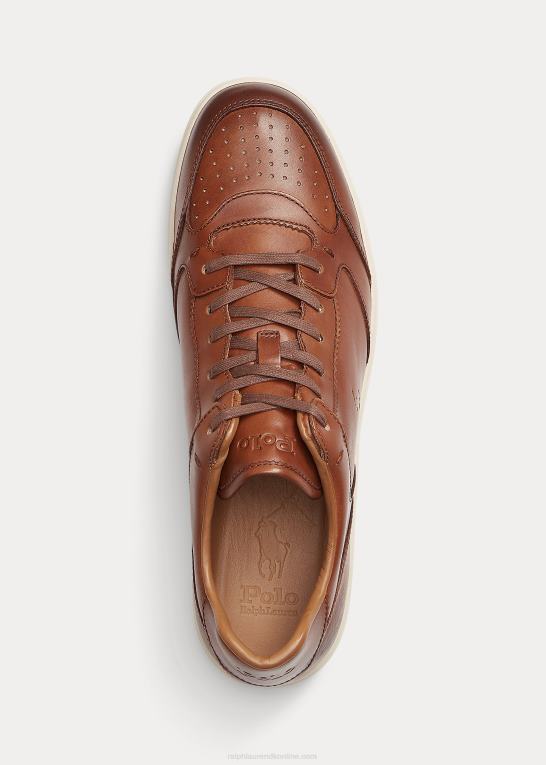bleg rødbrun Mænd Ralph Lauren hof læder sneaker Z426B1994