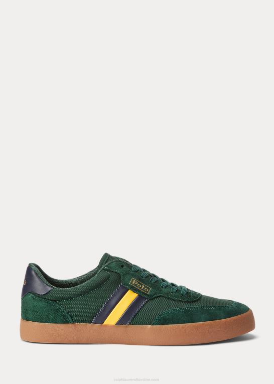college grøn Mænd Ralph Lauren lav-top sneaker med hof-ruskindspaneler Z426B1985