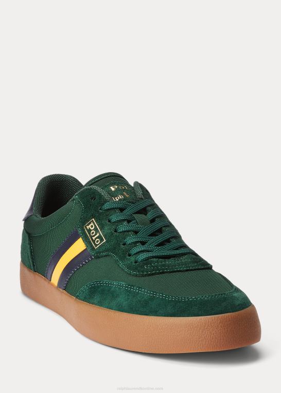 college grøn Mænd Ralph Lauren lav-top sneaker med hof-ruskindspaneler Z426B1985