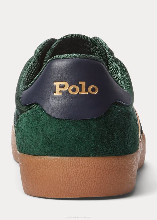 college grøn Mænd Ralph Lauren lav-top sneaker med hof-ruskindspaneler Z426B1985