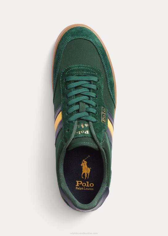 college grøn Mænd Ralph Lauren lav-top sneaker med hof-ruskindspaneler Z426B1985