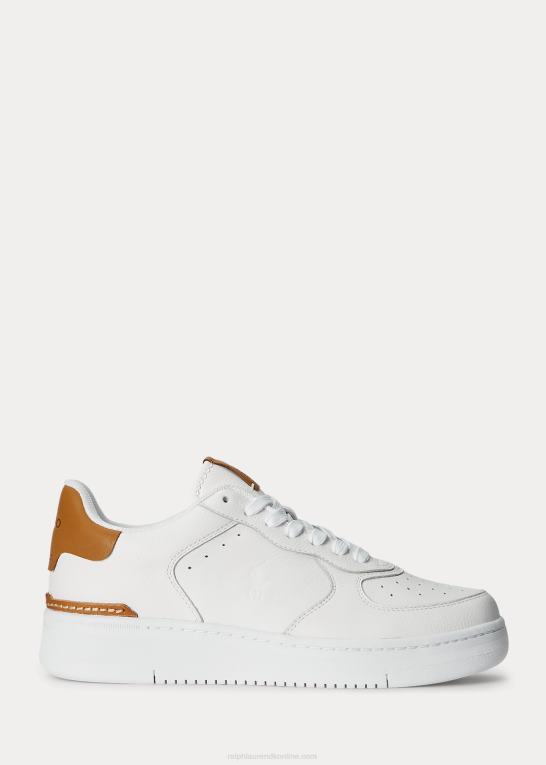 deckwash hvid/tan Mænd Ralph Lauren masters court læder sneaker Z426B2010