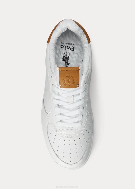deckwash hvid/tan Mænd Ralph Lauren masters court læder sneaker Z426B2010