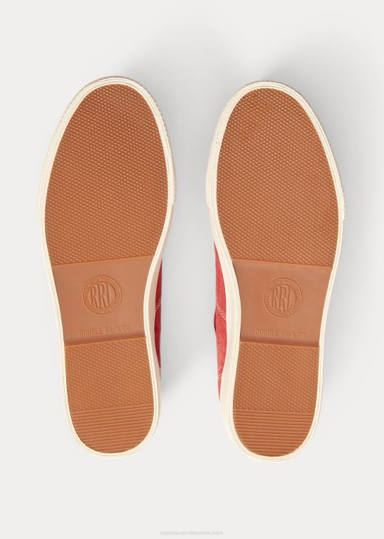 falmet rødt Mænd Ralph Lauren lærred sneaker Z426B1953