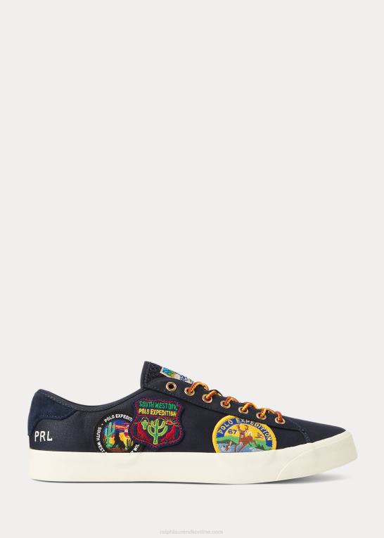 flåde Mænd Ralph Lauren twill sneaker med logomærke fra nelson Z426B1989