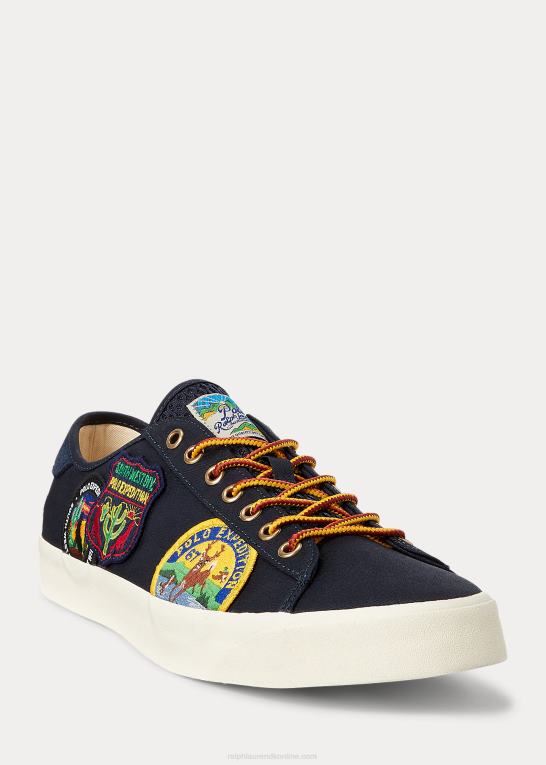 flåde Mænd Ralph Lauren twill sneaker med logomærke fra nelson Z426B1989