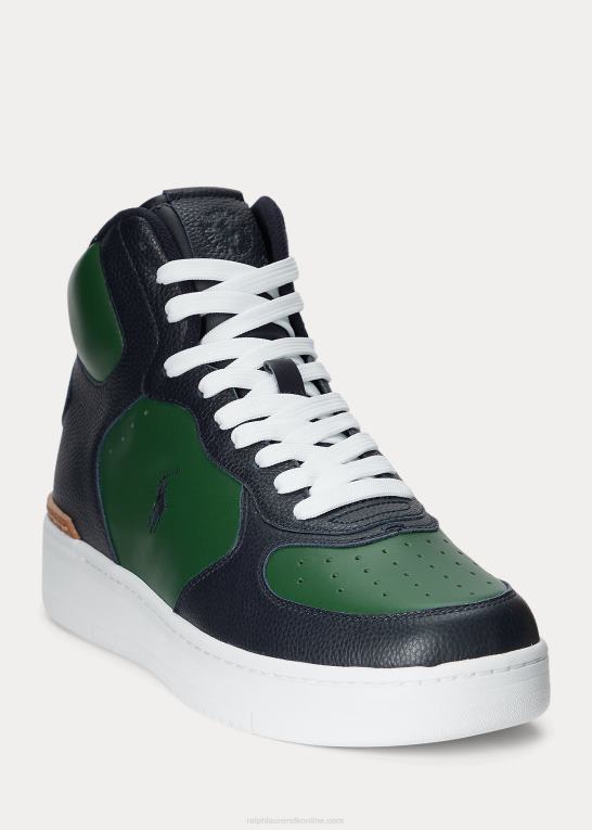 flåde/skov Mænd Ralph Lauren masters sneaker i mellemlæder Z426B2007