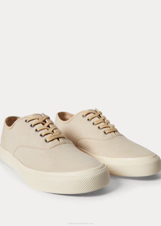 greige Mænd Ralph Lauren lærred sneaker Z426B1951