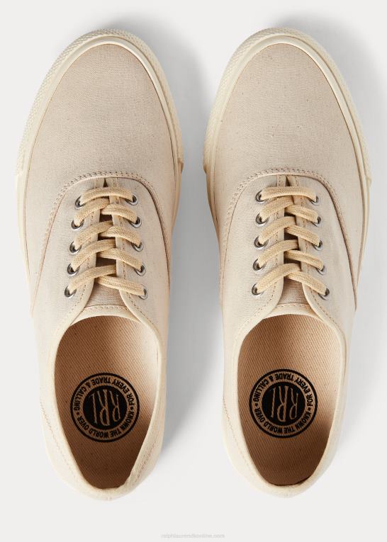 greige Mænd Ralph Lauren lærred sneaker Z426B1951