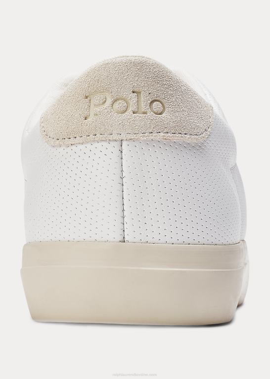 hvid Mænd Ralph Lauren longwood læder sneaker Z426B2019