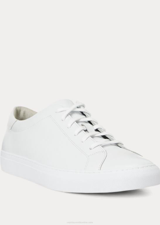hvid Mænd Ralph Lauren sneaker i jermain læder Z426B2013