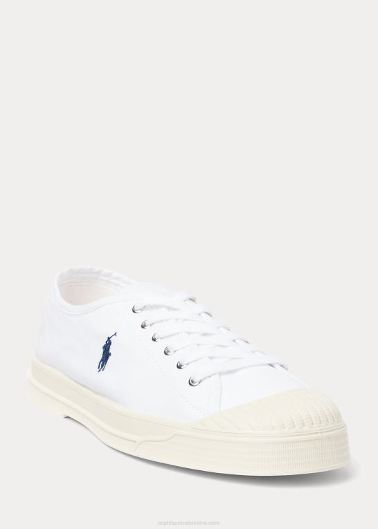 hvid/marineblå Mænd Ralph Lauren essence 100 canvas cap-toe sneaker Z426B2044