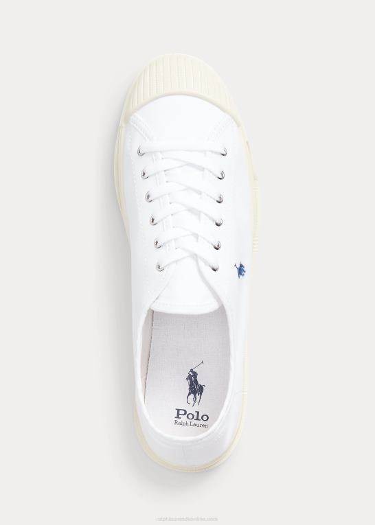 hvid/marineblå Mænd Ralph Lauren essence 100 canvas cap-toe sneaker Z426B2044
