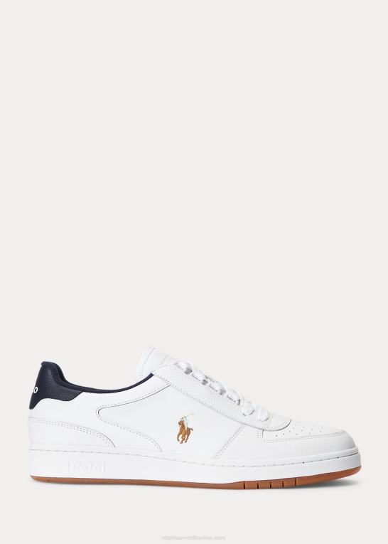 hvid/marineblå Mænd Ralph Lauren lav-top sneaker i hoflæder Z426B1991