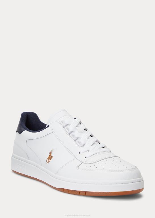 hvid/marineblå Mænd Ralph Lauren lav-top sneaker i hoflæder Z426B1991