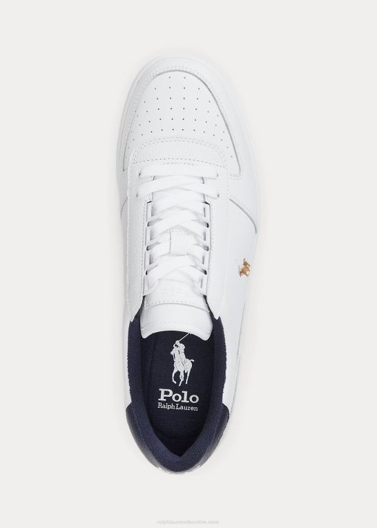 hvid/marineblå Mænd Ralph Lauren lav-top sneaker i hoflæder Z426B1991