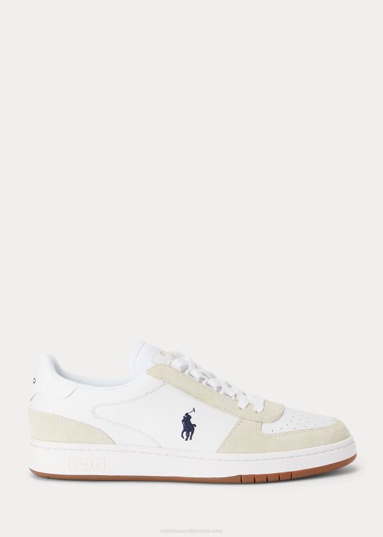 hvid/newport navy Mænd Ralph Lauren hof læder-ruskind sneaker Z426B1997