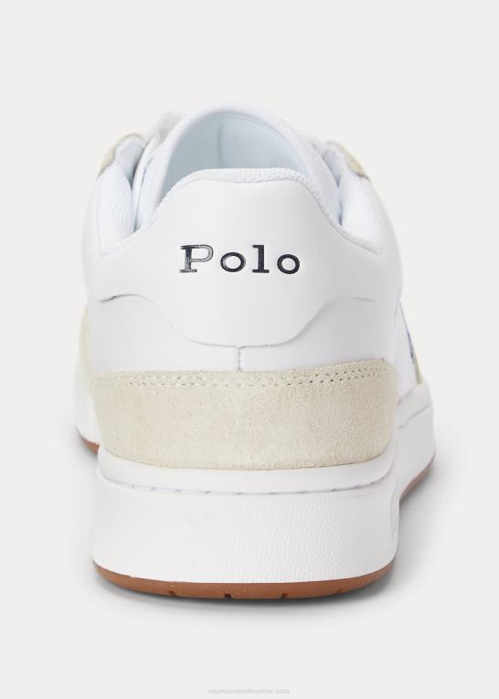 hvid/newport navy Mænd Ralph Lauren hof læder-ruskind sneaker Z426B1997