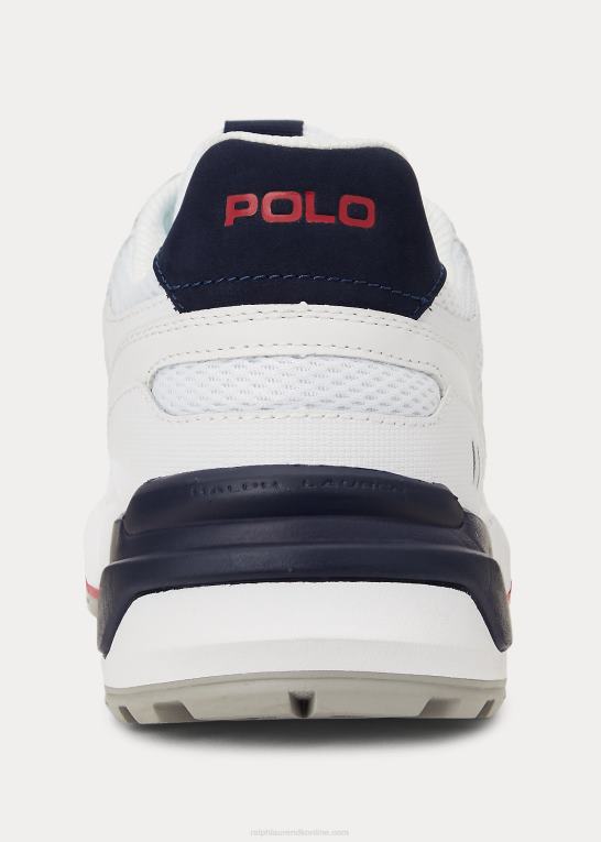 hvid/newport navy/rød Mænd Ralph Lauren jogger læder & mesh sneaker Z426B1968