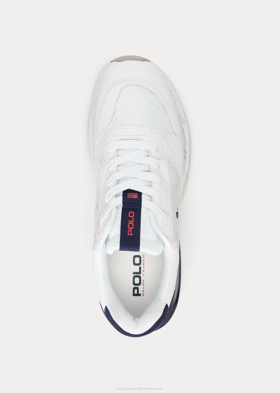 hvid/newport navy/rød Mænd Ralph Lauren jogger læder & mesh sneaker Z426B1968