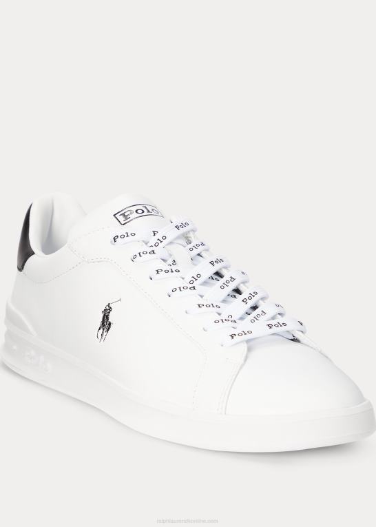 hvid sort Mænd Ralph Lauren Heritage Court ii lædersneaker Z426B8720