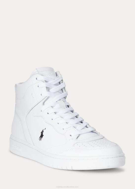 hvid sort Mænd Ralph Lauren high-top sneaker i hoflæder Z426B2001
