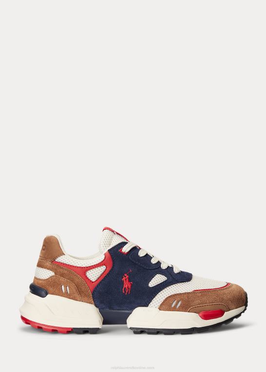 jægerflåde/teaktræ Mænd Ralph Lauren joggersneaker i ruskind og mesh Z426B1970