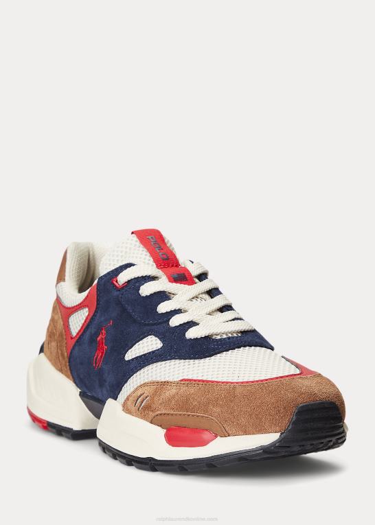 jægerflåde/teaktræ Mænd Ralph Lauren joggersneaker i ruskind og mesh Z426B1970