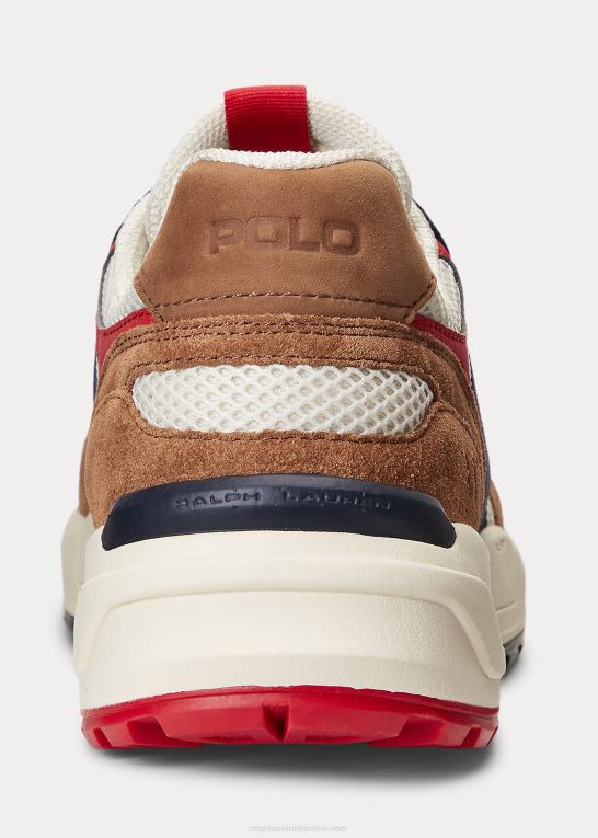jægerflåde/teaktræ Mænd Ralph Lauren joggersneaker i ruskind og mesh Z426B1970