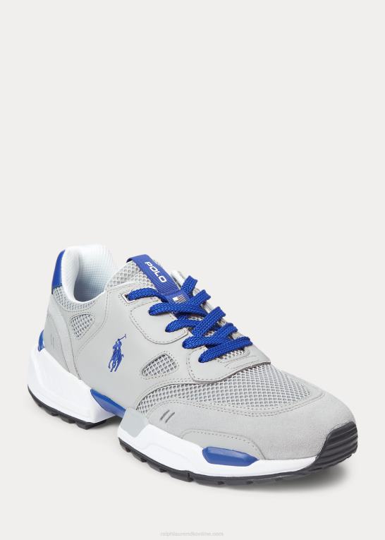 kanal grå/city royal Mænd Ralph Lauren joggersneaker i ruskind og mesh Z426B1973