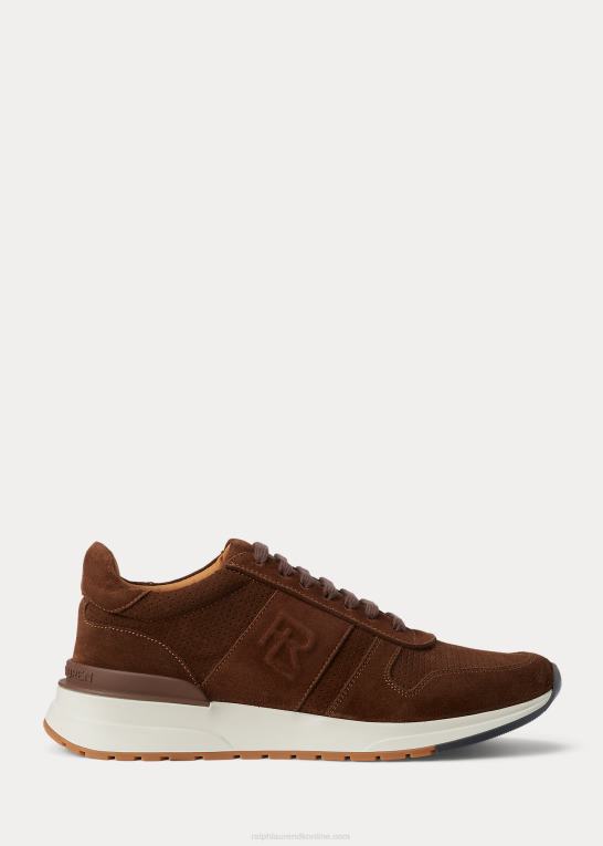 kastanjebrun Mænd Ralph Lauren ethan kalve-ruskind sneaker Z426B1944