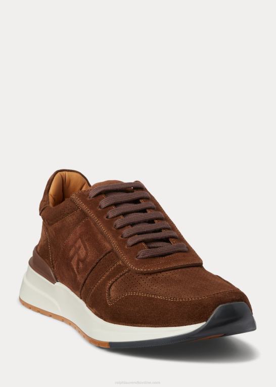 kastanjebrun Mænd Ralph Lauren ethan kalve-ruskind sneaker Z426B1944