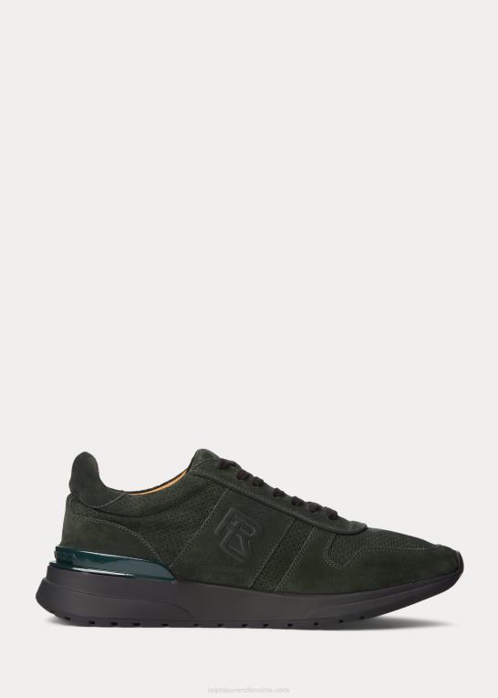 mørk racergrøn Mænd Ralph Lauren ethan kalve-ruskind sneaker Z426B1942