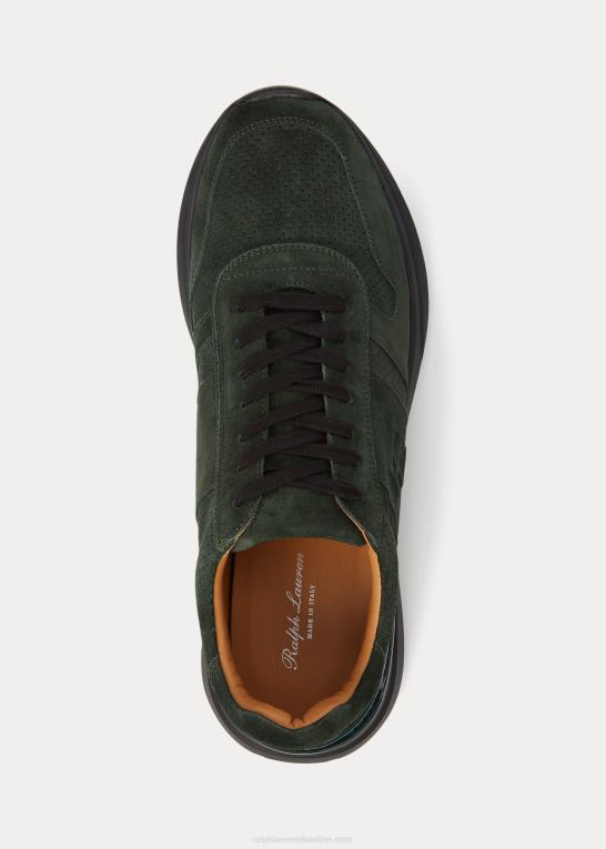 mørk racergrøn Mænd Ralph Lauren ethan kalve-ruskind sneaker Z426B1942