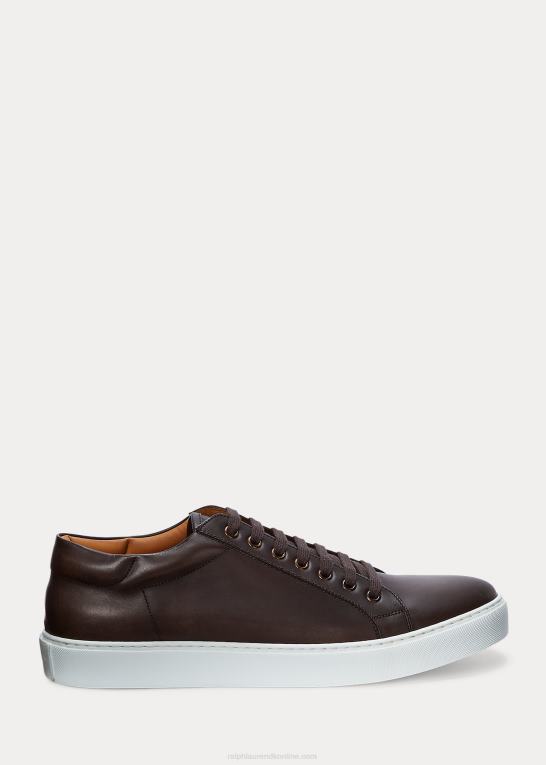 mørkebrun Mænd Ralph Lauren severn sneaker i kalveskind Z426B1949