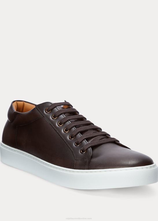 mørkebrun Mænd Ralph Lauren severn sneaker i kalveskind Z426B1949
