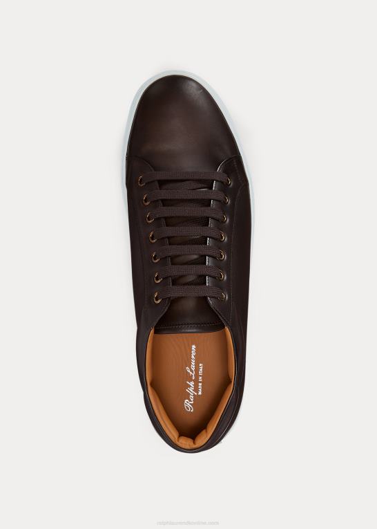 mørkebrun Mænd Ralph Lauren severn sneaker i kalveskind Z426B1949