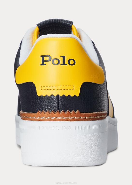 navy/guld Mænd Ralph Lauren masters court læder sneaker Z426B2009