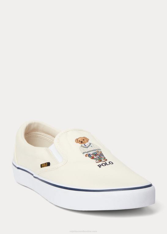 pergament creme Mænd Ralph Lauren keaton polo bear slip-on sneaker Z426B2025