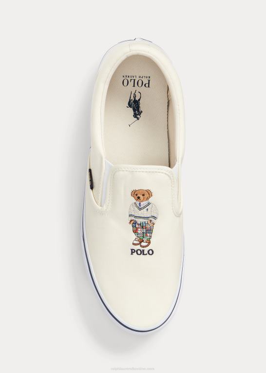 pergament creme Mænd Ralph Lauren keaton polo bear slip-on sneaker Z426B2025