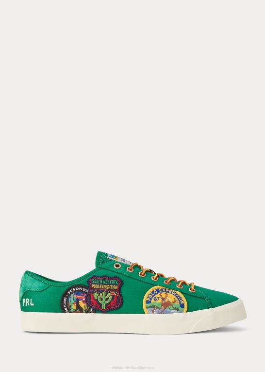 primær grøn Mænd Ralph Lauren twill sneaker med logomærke fra nelson Z426B1988