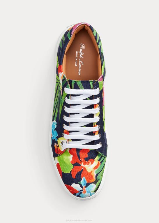 raffineret marine multi Mænd Ralph Lauren severn floral hør sneaker Z426B1948