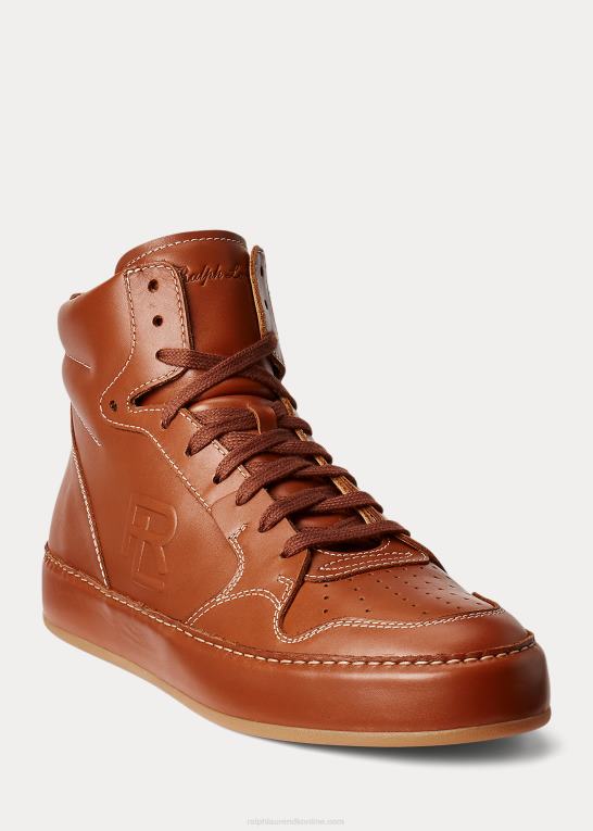 rl brun Mænd Ralph Lauren jaemyn high-top sneaker i kalveskind Z426B1946