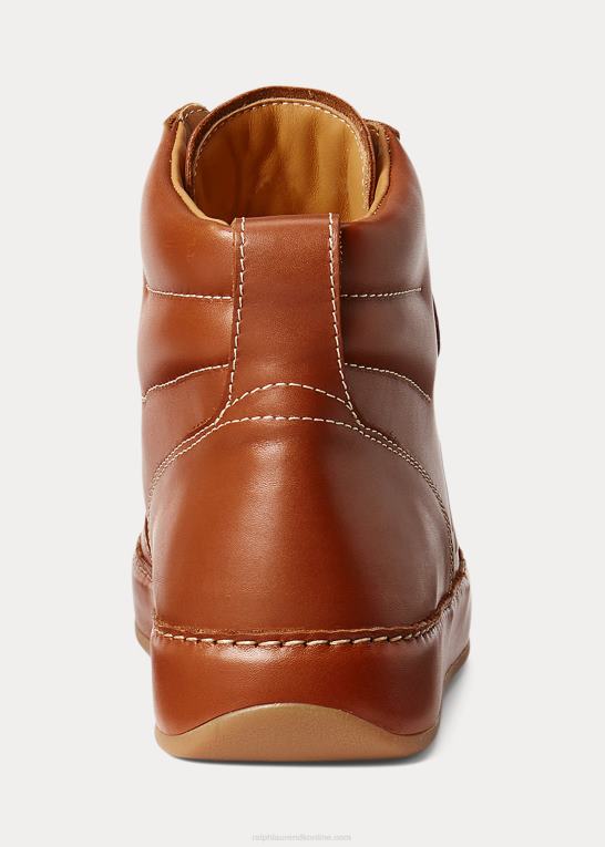 rl brun Mænd Ralph Lauren jaemyn high-top sneaker i kalveskind Z426B1946
