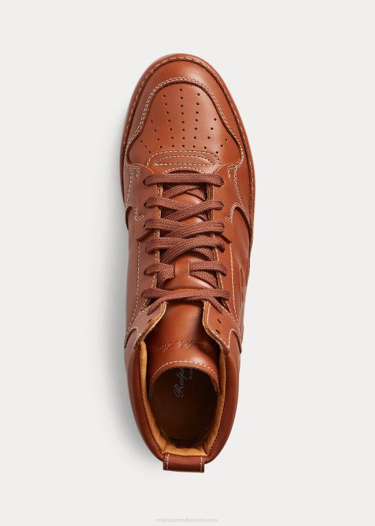 rl brun Mænd Ralph Lauren jaemyn high-top sneaker i kalveskind Z426B1946