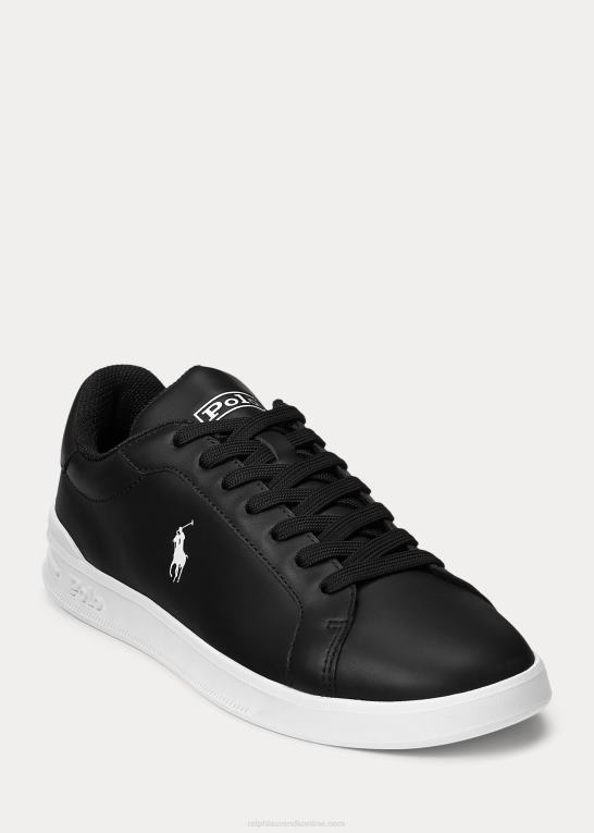 sort hvid Mænd Ralph Lauren Heritage Court ii lædersneaker Z426B8721