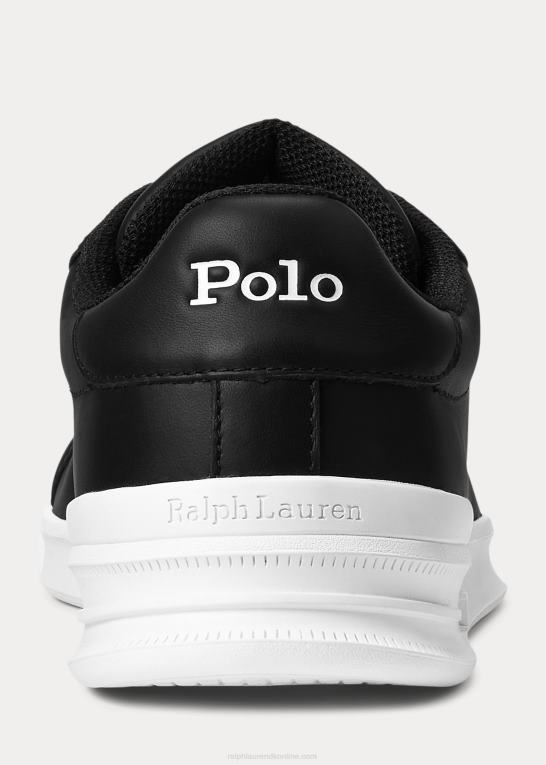 sort hvid Mænd Ralph Lauren Heritage Court ii lædersneaker Z426B8721