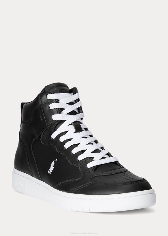 sort hvid Mænd Ralph Lauren high-top sneaker i hoflæder Z426B2002